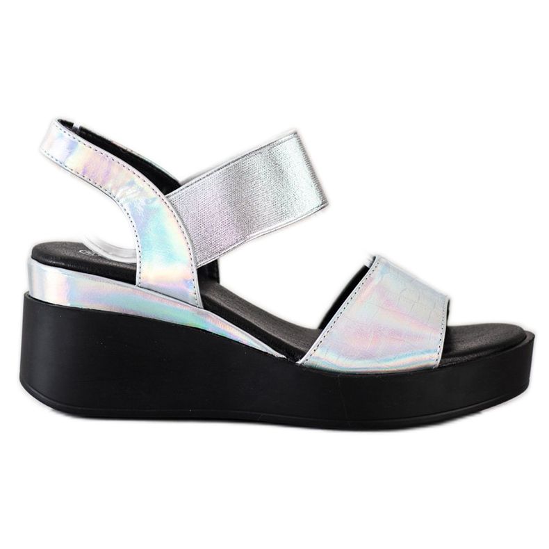 Coura Shiny Wedge Sandals silver