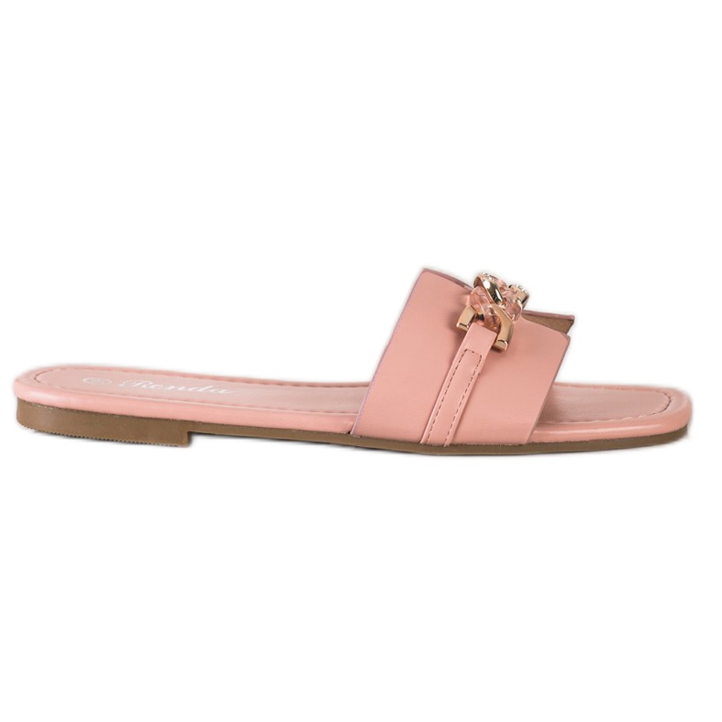 Renda Elegant Slippers With Ornament pink