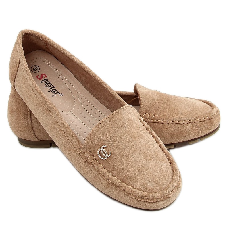 Women's loafers dark beige GS14P Khaki Women's loafers dark beige GS14P Khaki