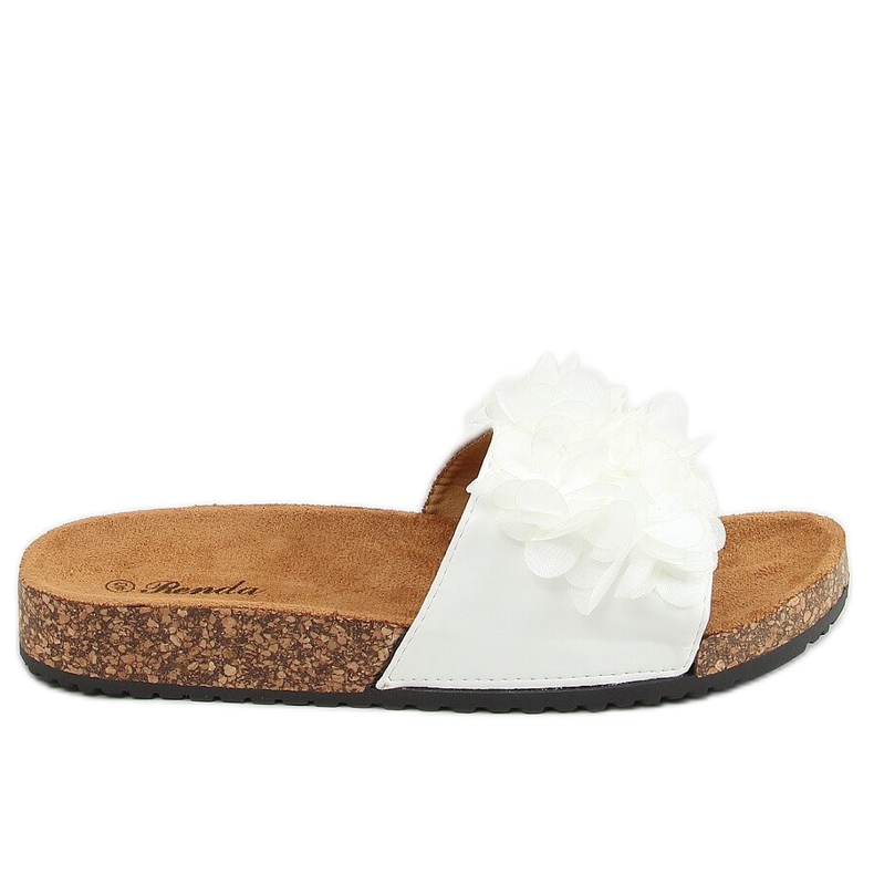White cork slippers with flowers 620-73 White