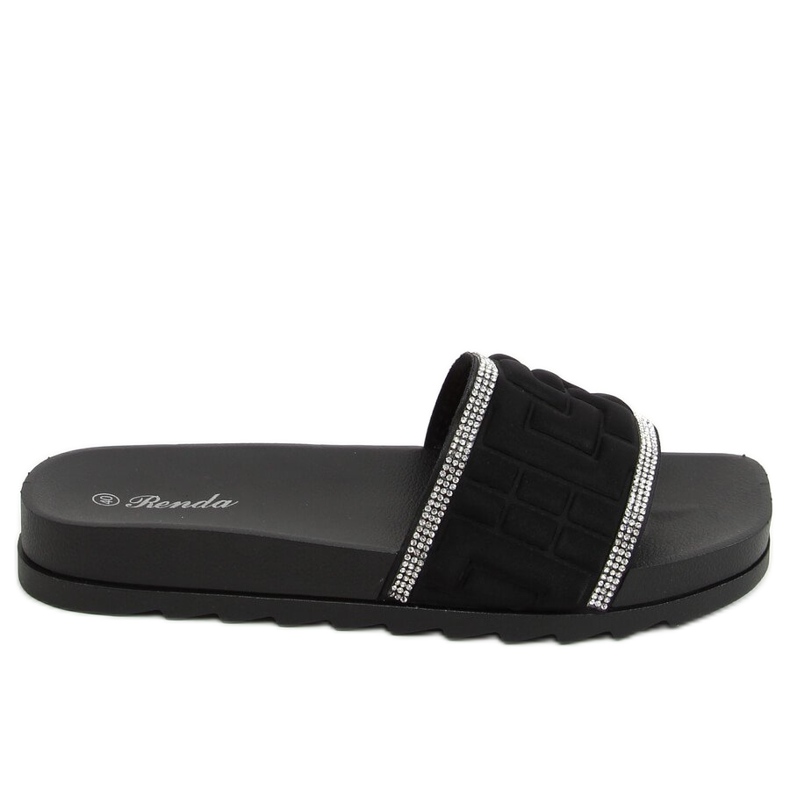 Black women's black slippers 35-211 Black