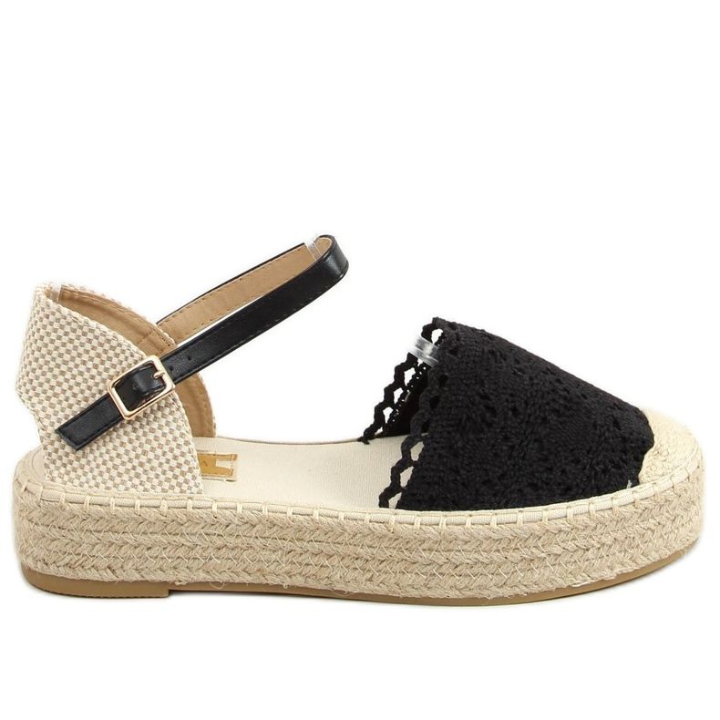 Black lace espadrilles 919-4 Black