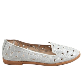 Gray openwork ballerinas PK01P Silver grey