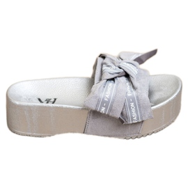 SHELOVET Slippers With Fashion Bow silver grey