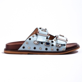 Seastar Fashionable flip-flops with crystals blue