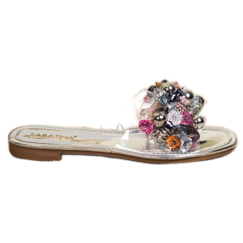 Sabatina Transparent Slippers With Ornaments grey