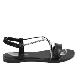 Black sandals with cubic zirconias 6793 Black