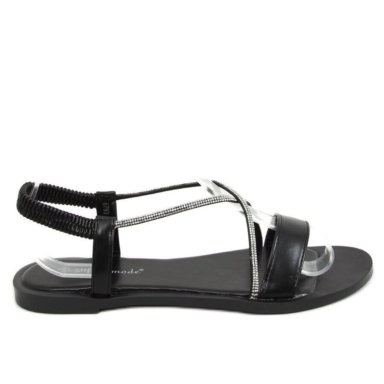 Black sandals with cubic zirconias 6793 Black