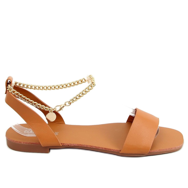 Sandals with chain Camel HY23-11 Camel brown