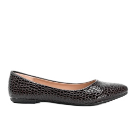 Brown patent ballerinas in a Mozzare crocodile skin pattern