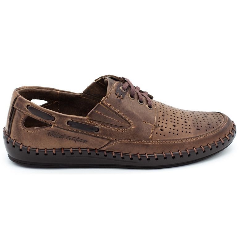 Polbut Men's openwork loafers J69L brown