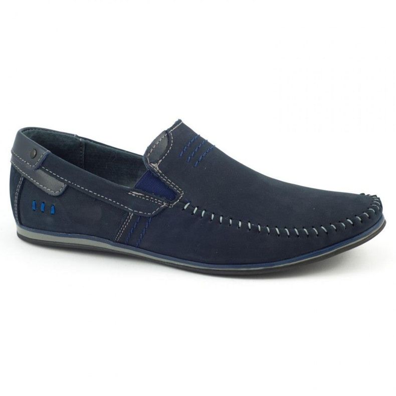 KOMODO Men's leather loafers 876 navy blue