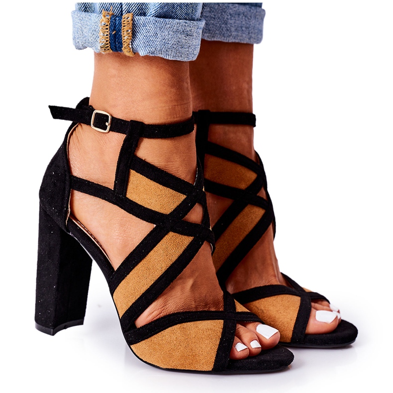 PS1 Suede Sandals On A Camel Emolly Bar brown black