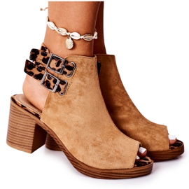 Suede Sandals On A Bar Lu Boo Camel Leopard brown Suede Sandals On A Bar Lu Boo Camel Leopard brown