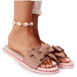 PS1 Brown Gabriell Rubber Slippers With A Bow