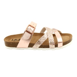 IZZI Women's metallic flip-flops-pink golden gold