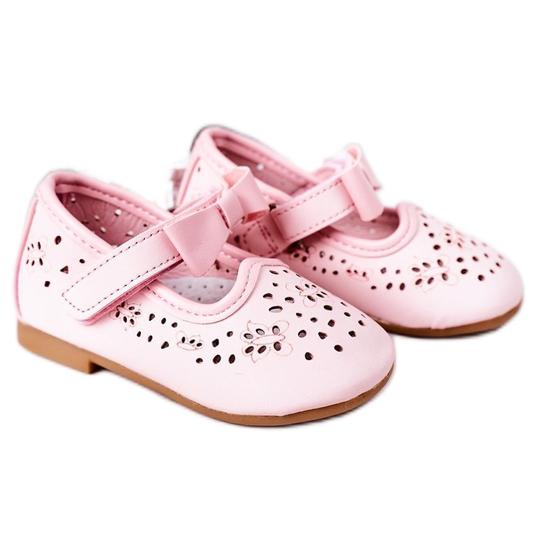 Apawwa Children's Leather Ballerinas With Velcro Pink Mireia