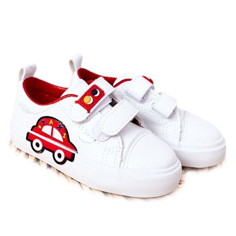 Apawwa Children's Sneakers With Velcro White and Red Taxi Apawwa Children's Sneakers With Velcro White and Red Taxi