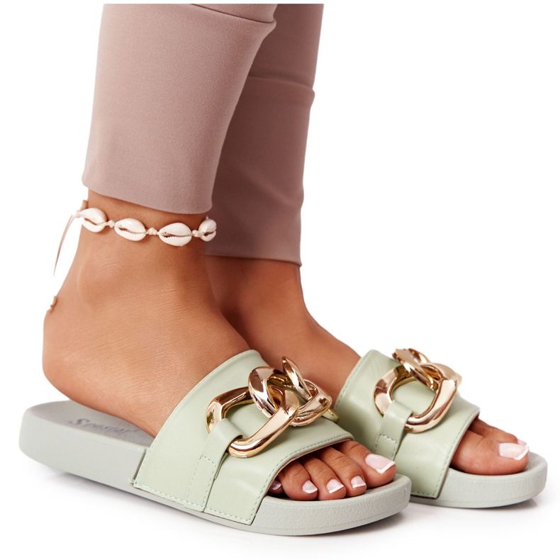 PS1 One Moment Rubber Slippers With A Chain Light Green