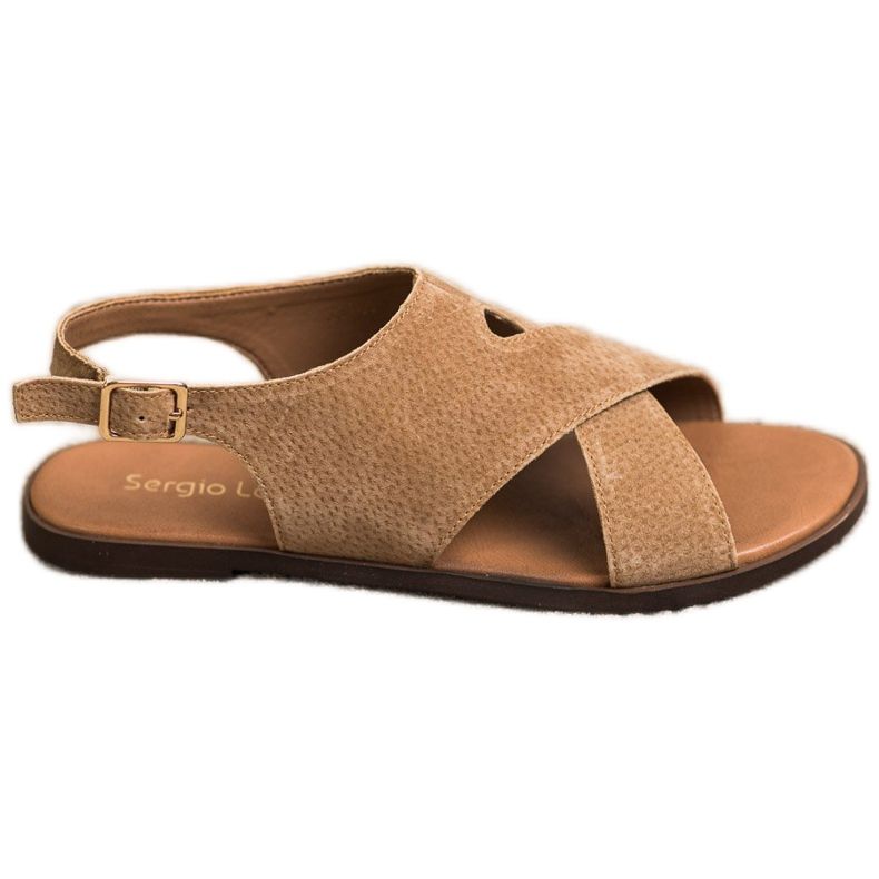 Sergio Leone Flat Brown Leather Sandals