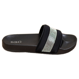 SHELOVET Slippers With Cubic Zirconia black SHELOVET Slippers With Cubic Zirconia black