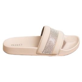 SHELOVET Slippers With Cubic Zirconia beige