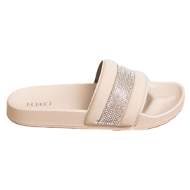 SHELOVET Slippers With Cubic Zirconia beige