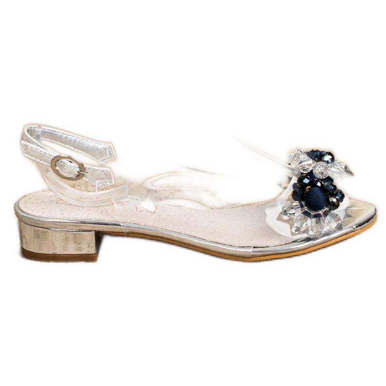 Sabatina Transparent Sandals With Crystals silver