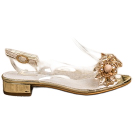 Sabatina Transparent Sandals With Crystals golden