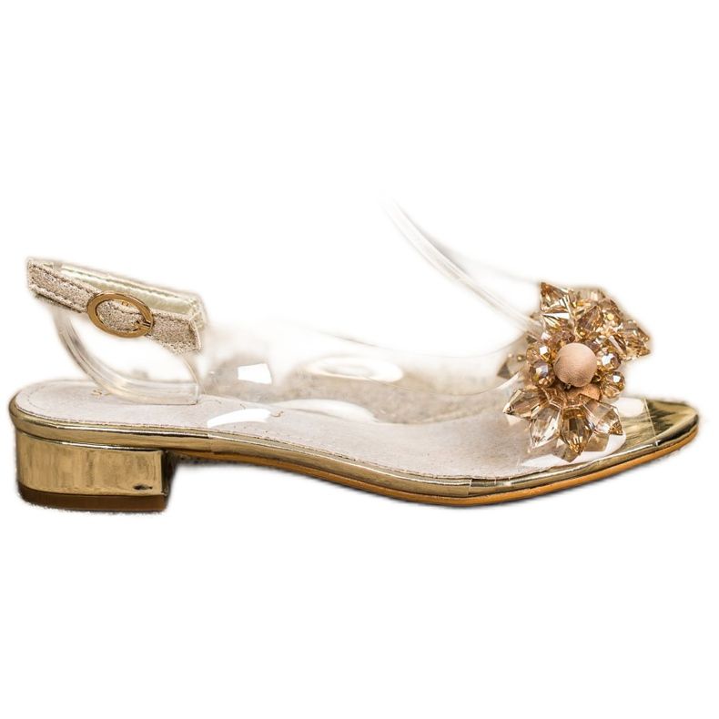 Sabatina Transparent Sandals With Crystals golden