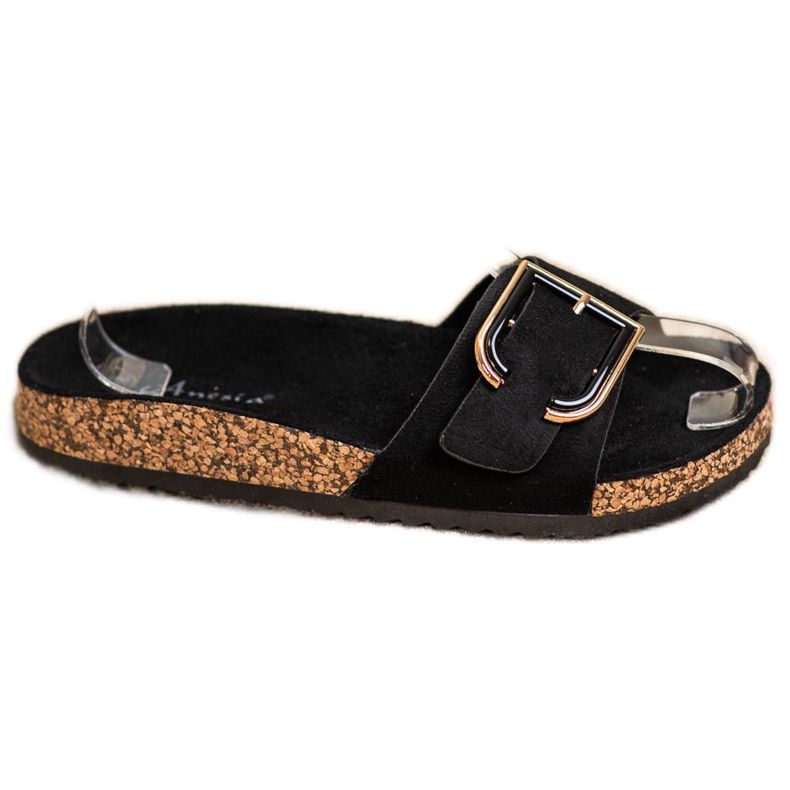 Anesia Paris Casual Suede Slippers black Anesia Paris Casual Suede Slippers black