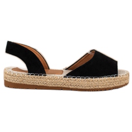 Ideal Shoes Slip-on Espadrilles black Ideal Shoes Slip-on Espadrilles black