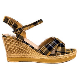 SHELOVET Checkered Wedge Sandals multicolored