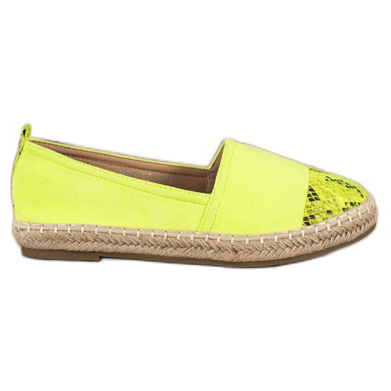 Bestelle Espadrilles with snake print insert green yellow