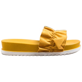SHELOVET Mustard slippers on the platform yellow