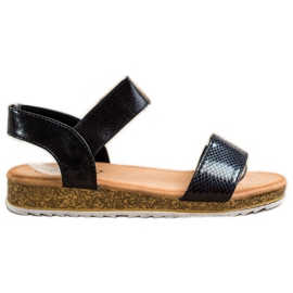 Kayla Shiny Eco Leather Sandals black