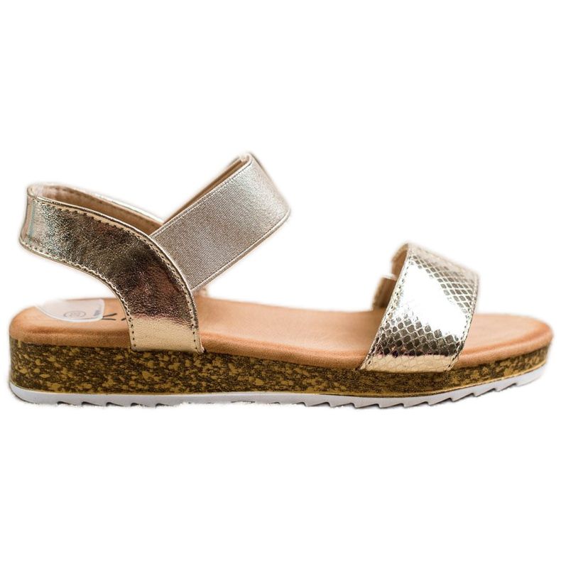 Kayla Shiny Eco Leather Sandals golden