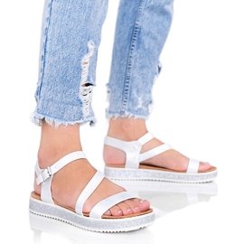 Peaches silver shiny women's sandals white