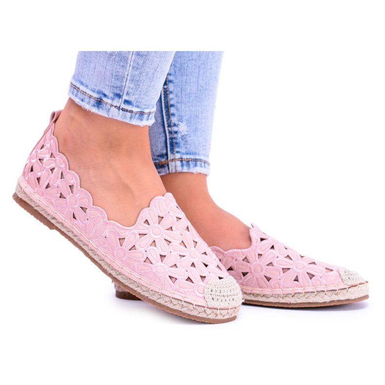 Lu Boo Women's Ballerinas Pink Espadrilles Macarena Flowers