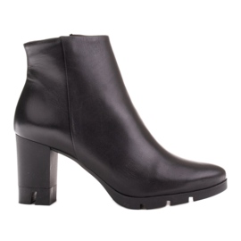 Marco Shoes Bold boots made of natural grain leather with a thick heel black