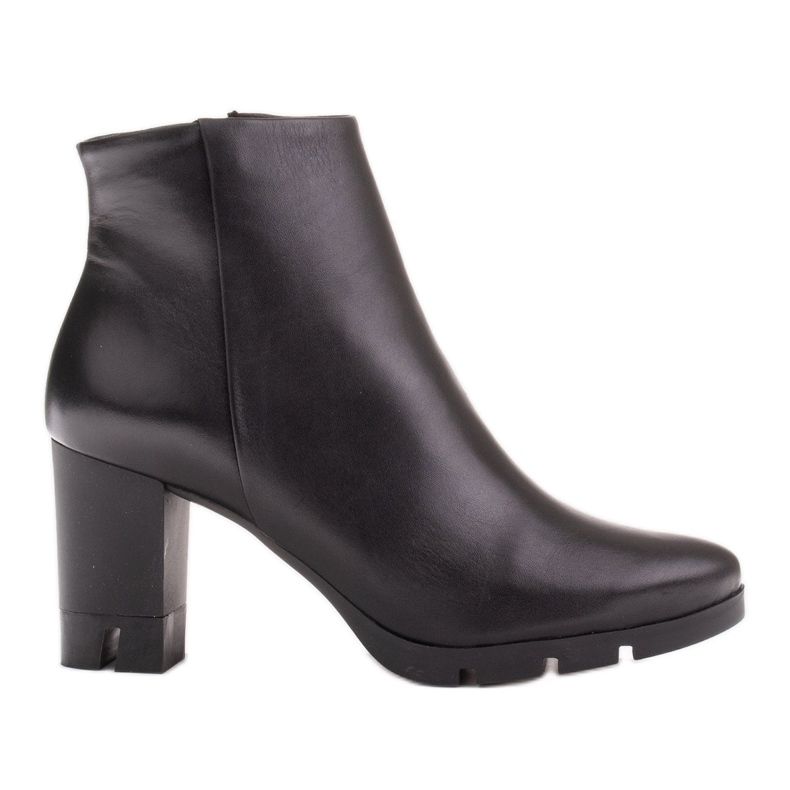 Marco Shoes Bold boots made of natural grain leather with a thick heel black
