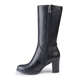 Marco Shoes Classic boots made of black nappa leather with additional buckles and straps