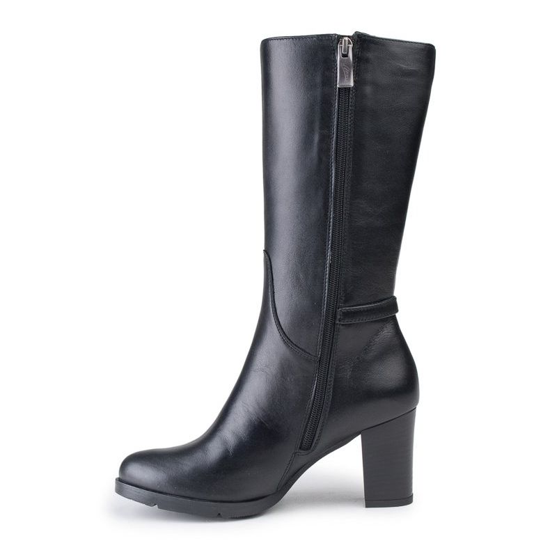 Marco Shoes Classic boots made of black nappa leather with additional buckles and straps