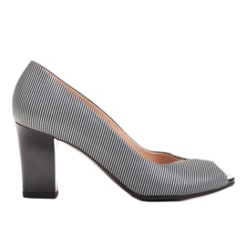 Marco Shoes pumps navy blue leather + white