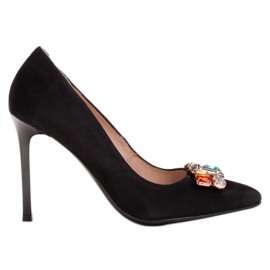 Marco Shoes 1057P black studs with large stones