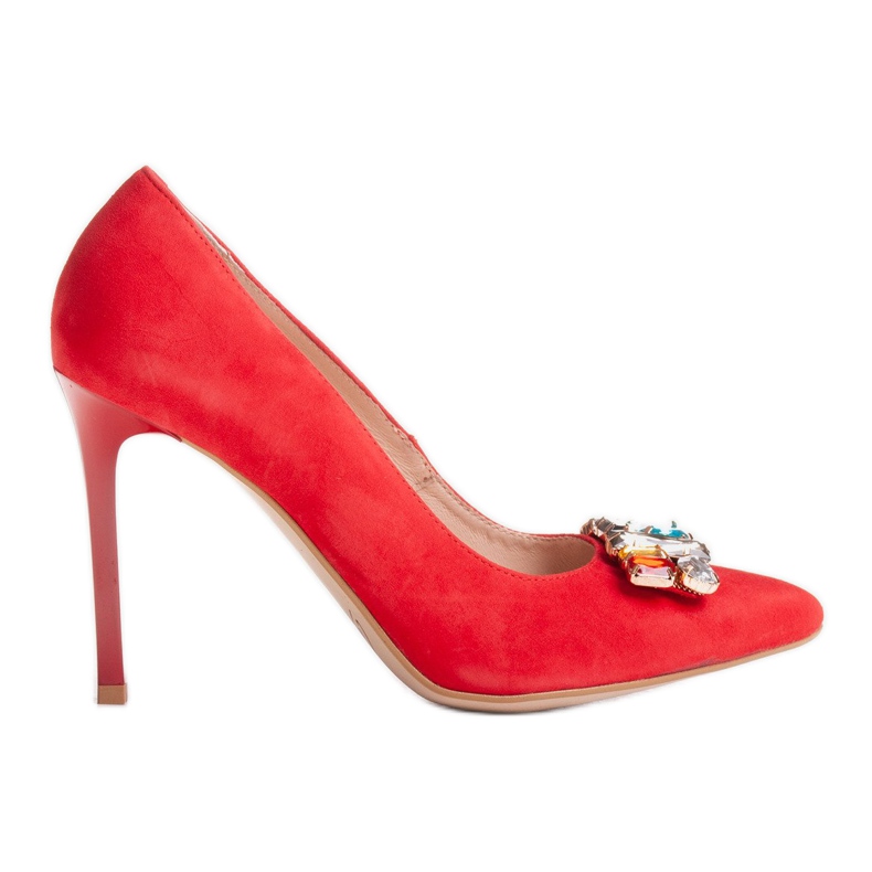 Marco Shoes 1057P red studs with large stones