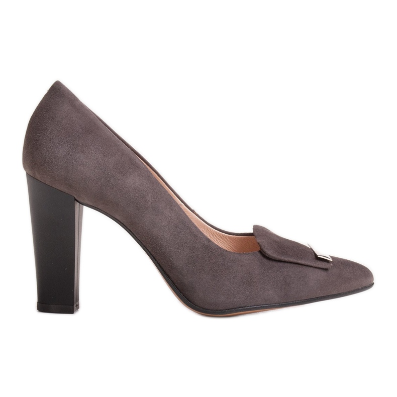 Marco Shoes 1008P brown velor pumps with an embellishment