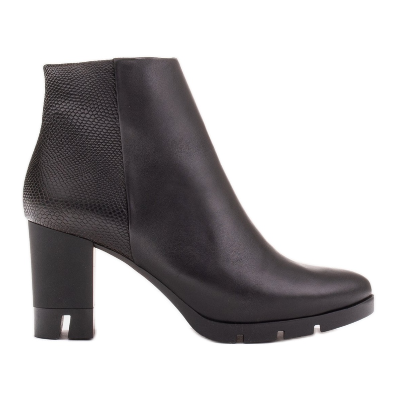 Marco Shoes Bold boots made of natural grain leather with a thick heel black