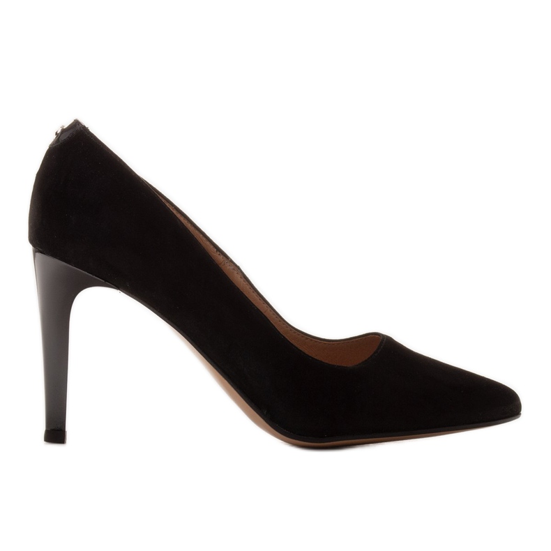 Marco Shoes Elegant black high heels made of natural suede