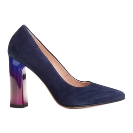 Marco Shoes Elegant leather pump with high heel multi-color navy blue